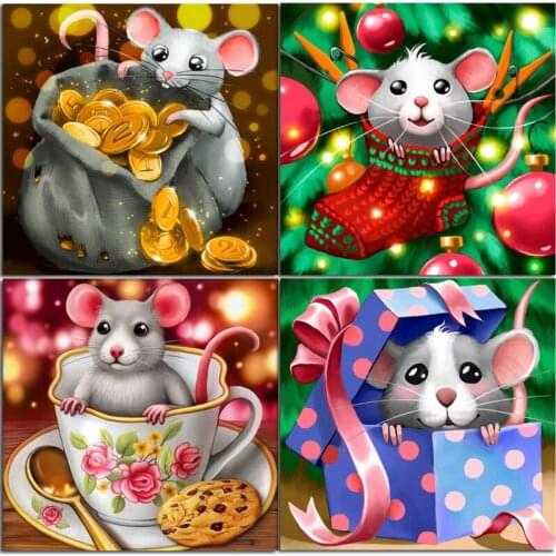 Diy 5d Diamond Painting Mouse Mosaic Full Square/Round Drill Home Decor Diamond Embroidery Animal Wall Sticker