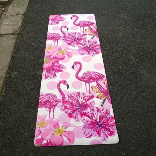 Flamingos pattern suede skin Natural Rubber eco-friendly slip-resistant Hot Yoga best yoga mat Fitness rubber mat