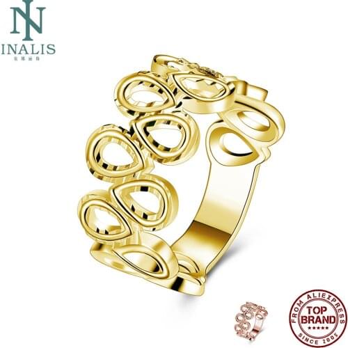 INALIS Water Drop Rings For Women And Men Romantic Hollow Rose Gold And Gold Color Unisex Ring Engagement Fashion Jewelry New