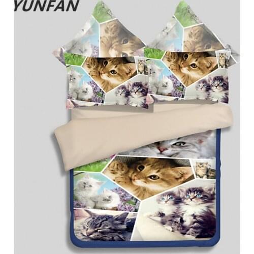 Persian cat blue Bedding Set Good quality New pattern Children Bedclothes 3PCS duvet cover Sets Cats pillow cases Home textiles