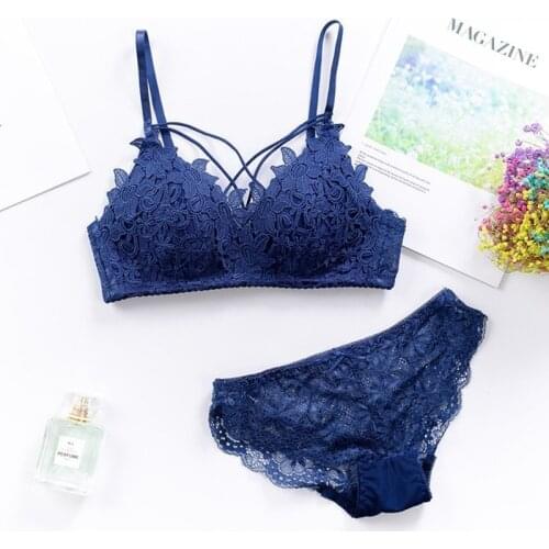 Sexy Embroidery Women Bra Set Lace Plus Sizes Bra Brief Sets Push Up Lace Comfortable Brassiere Bralette Panty Underwear Set