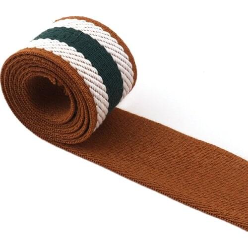 38MM Width White and Green polyester cotton canvas Webbing Belt Strap Garments High Quality Ribbon for DIY Clothes Accessories