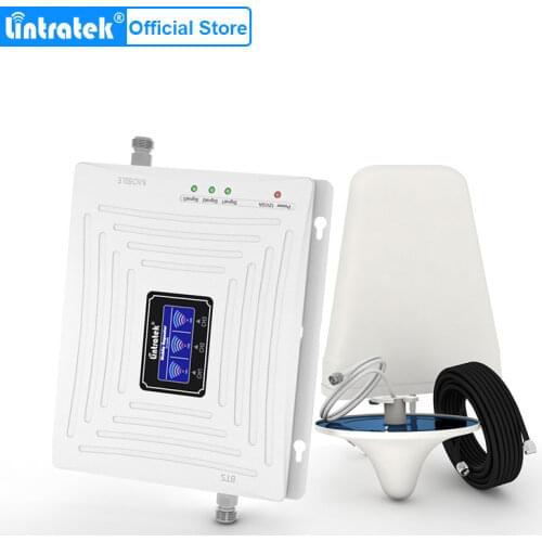 Lintratek Cell Phone Signal Booster 2G 3G 4G Tri Band Mobile Cellular Booster Repeater 900MHz 2100MHz 4G LTE 1800MHz Whole Set