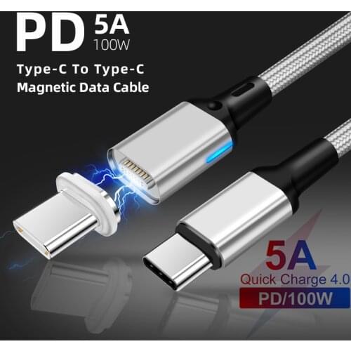 100W PD Magnetic USB Cable Type C to Type C Cable 20V 5A Fast Charging Cable USB C To Micro for MacBook Charger USB Cable