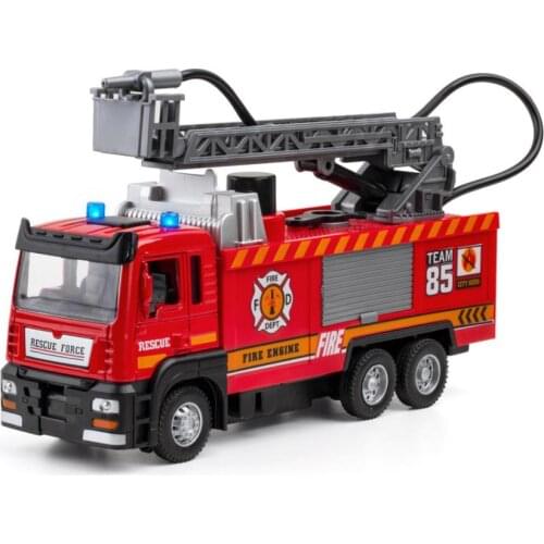 1:32 scale city diecast Water spray ladder fire engine rescue vehicle truck with light and sound metal model alloy pull back toy