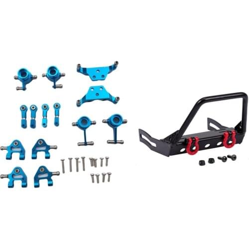 Metal Upgraded Parts Steering Cup Swing Arm Shock Absorber Plate Set with Metal RC Rock Crawler Car Front Bumper