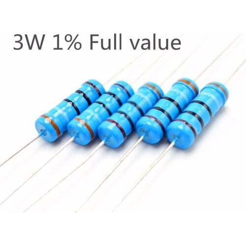 10pcs 3W 1% Metal film resistor 0.47R 0.5R 0.56R 0.62R 0.68R 0.75R 0.82R 0.91R 0.47ohm 0.5ohm 0.56ohm 0.62ohm 0.68ohm