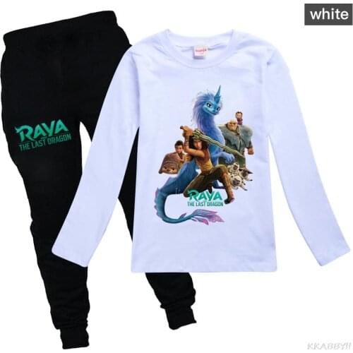 Disney Raya and The Last Dragon New Girls Boys Children Cartoon Anime Sweatshirt Suit Kids Autumn Clothes
