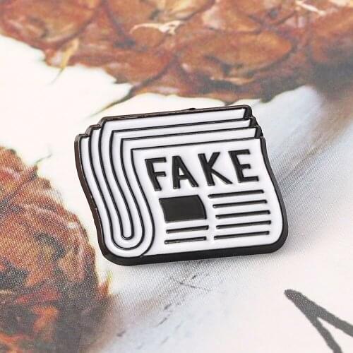 New Fake Pins Newspaper Badges Letter FAKE Brooches For Women Men Jewelry For Editor Enamel Pin Denim Jackets Collar Badge Gift
