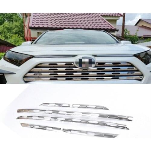 For Toyota RAV4 RAV 4 2019 2020 Carbon fiber Look Front Upper Center Grille Grill Strip Molding Trim Decoration Accessories
