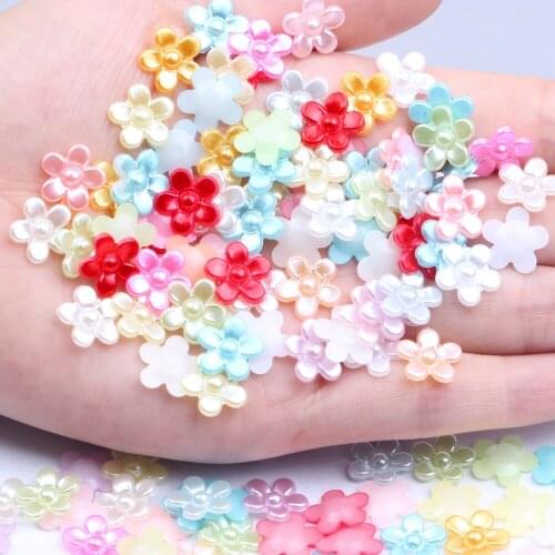 Half Pearls 11mm Flatback Flower ABS Imitation Pearl 90/1000pcs Mixed Colors Ivory White DIY Nail Jewelry Decorations