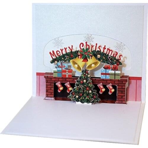 Christmas Cards Novelty 3D Pop Up Christmas Tree Pattern Gift Postcard Merry Christmas Greeting Card Xmas New Year Gifts