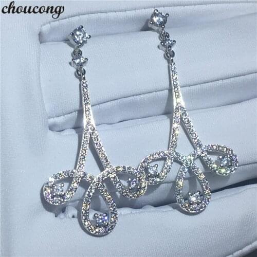 Choucong Fashion Drop earring Pave setting AAAAA zircon 925 Sterling silver Engagement Wedding Dangle Earrings for women jewelry