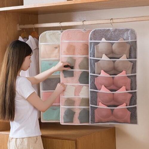 Reticulate Hanging Underwear Organizer Wardrobe Closet Storage Bag Door Wall Breathable Bra Sundry Bag With Hanger Pouch storage