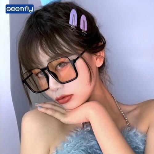 Seemfly Vintage Oversized Women Sunglasses Black Square Frame Driving Sunshades Brand Designer UV400 Sun Glasses Male Female