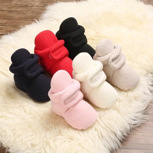 2021 New Plush Double Color Matching Baby Shoes Warm And Comfortable Baby Boots 0-18 Months Newborn Toddler Shoes