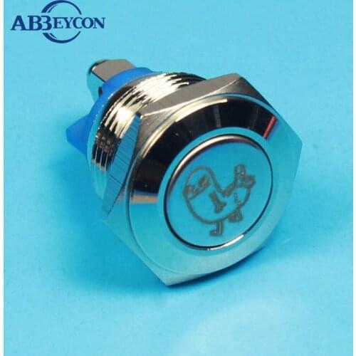 TY 1654 Customized 16mm flat round momentary screw terminal Chicken metal button switch