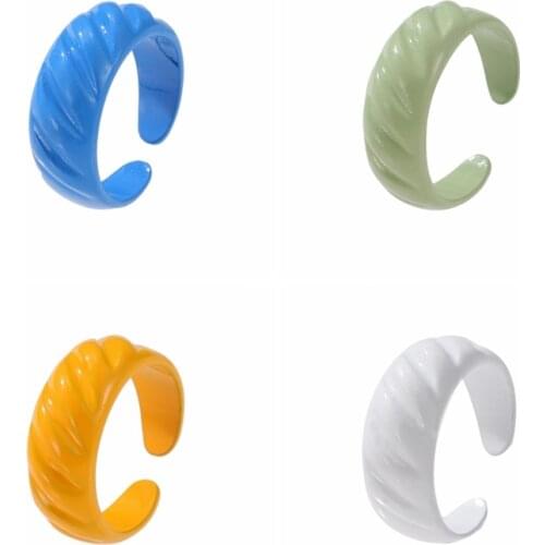 Vienkim 2021 New Trendy Colorful Dripping Oil Geometric Rings Hand-painted Irregular Open Rings for Women Party Jewelry