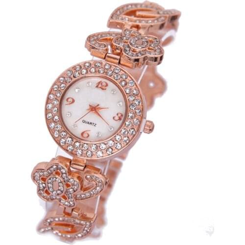 Top Gnova Platinium Crystal Rhinestone Metal Big Stars Leaf Bracelet Geneva Style Fashion Women Watch Golden Quartz Wristwatch