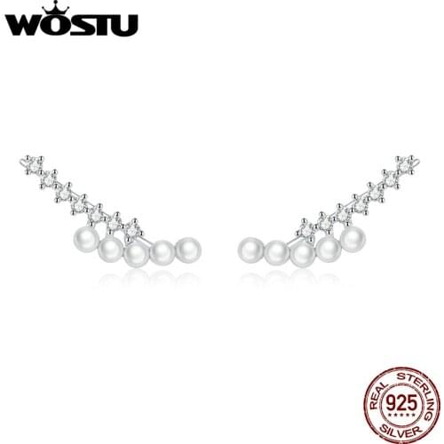 WOSTU Twinkling Stars Stud Earrings 925 Sterling Silver Shining Zircon Small Earrings For Women Wedding Luxury Jewelry BNE444