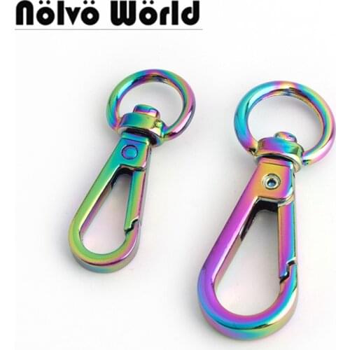 10-50pcs 2 size 32*8mm 3/8" 53X13mm 1/2" NEW Rainbow trigger snap hook metal swivel clasp round swivel hook clasp