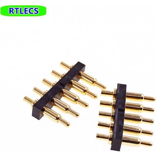 10 pcs Spring loaded pogo pin connector 5 Pin 2.0 Grid Through Holes PCB Height 7.0 mm Single Row Strip Gold Plated 1x5 Position