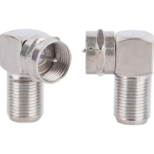 2pcs F-Type Male to Female 90 Degree Right Angle TV Aerial Antenna Plug Connector Adapter Plug To Socket Coax Cable