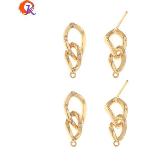 Cordial Design 20Pcs 7*18MM Jewelry Accessories/DIY Earring Findings/Hand Made/Genuine Gold Plating/Chain Shape/CZ Earrings Stud