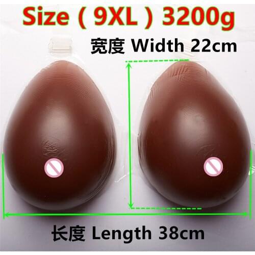 3200g/pair Teardrop Black Silicone Boobs Bra Big Fake Breast Enhancer Silicone Breast Forms For Crossdresser Needn't Adhesives