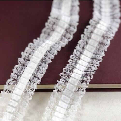 5Meters/lot 4cm wide black/white pleated lace diy high-end doll skirt pendulum lace edge material lace accessories Z548