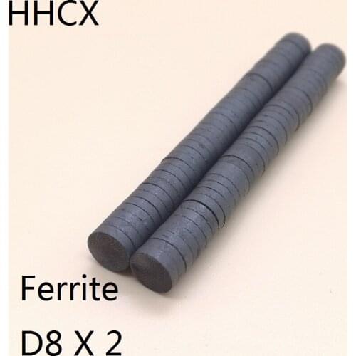 500PCS/LOT Ferrite Magnet 8*2 mm Permanent Y30 Disc MAGNET 8x2 Black Round Speaker Magnets 8 x 2