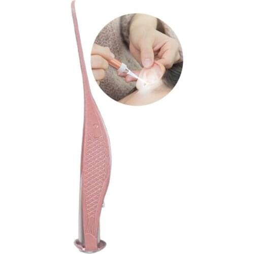 80% Hot Sale Ear Cleaning Remover Visible Lightening Ultra Slim Portable Long Handle Ear Pick Tweezers With Supporter for Baby