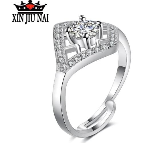 925 sterling silver Rhombic polygonal design mosaic simulation female movable opening adjustable Unique hollowing process ring