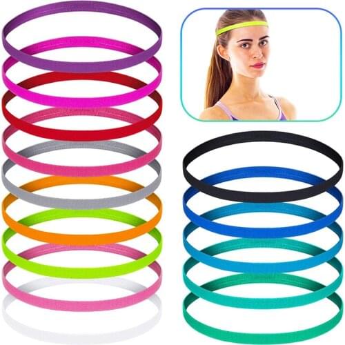 Elastic Sports Headbands Non Slip Grip Reversible Stretchy Yoga Hair Bands Athletic Sweatbands Skinny Hair Bands for Women Men