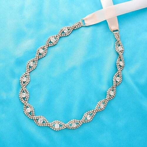 SESTHFAR Crystal Wedding Belts Satin Bridal Belt Rhinestone Wedding Dress Belt Wedding Accessories Bridal Ribbon Sash Belt J217G