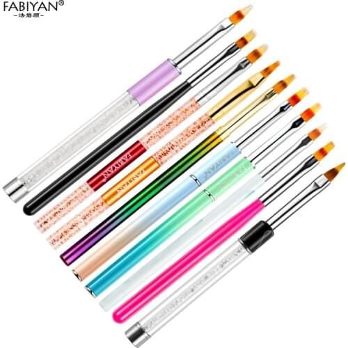 Nail Art Brush Gradient Painting Drawing Flat Carving Pen Builder Acrylic UV Gel Polish Tips Design Flower DIY Manicure Tools