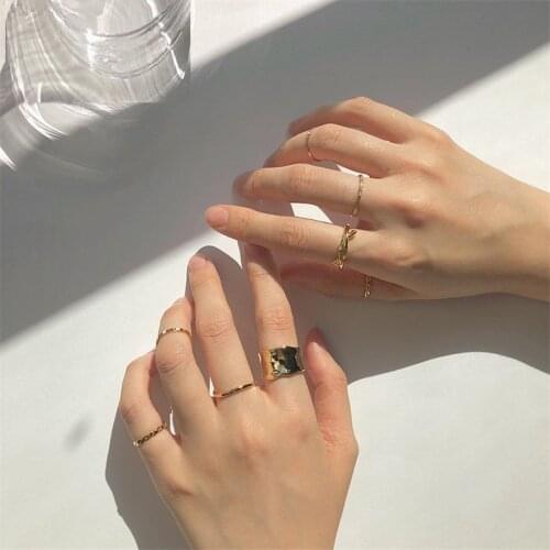 Docona 8pcs/sets Punk Irregular Rings for Women 2021 Fashion Geometric Finger Thin Rings Set Wedding Jewelry Anillos 18290