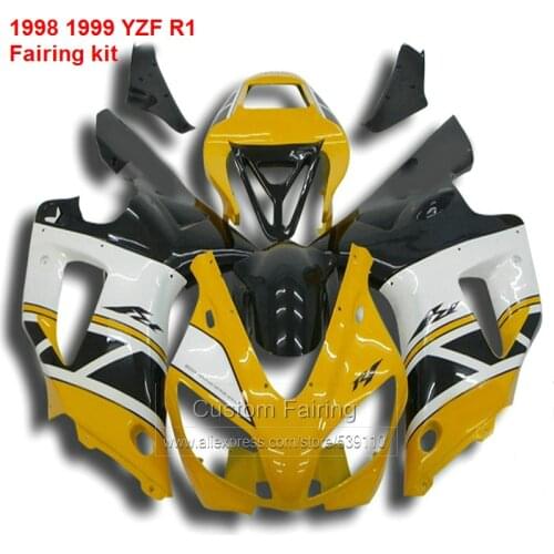 For YAMAHA YZF R1 1998 1999 model 98 99 ( Yellow ) yzfr1 Free Custom Abs Fairing kit Fairings CN31