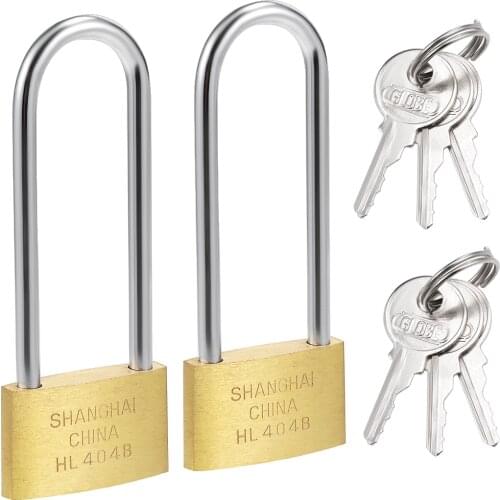 Uxcell 2pcs Brass Padlocks Keyed Different Brushed Finish Harden Shackle 40mm Long Shackle