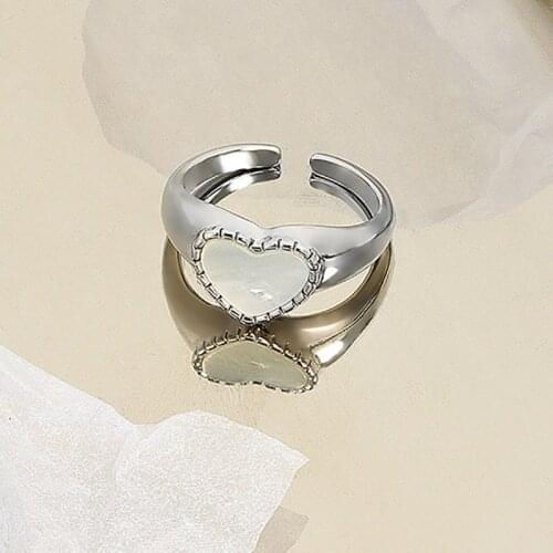 Heart Shell Chunky Ring For Women Adjustable Gold Color Statement Signet Ring Aesthetic Korean Accesorios Fashion Jewelry KBR130