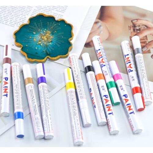 12 Colors Metallic Metal Waterproof Paint Marker Pen for DIY Photo Album Art Crystal Epoxy Mold Painting Student Supplies