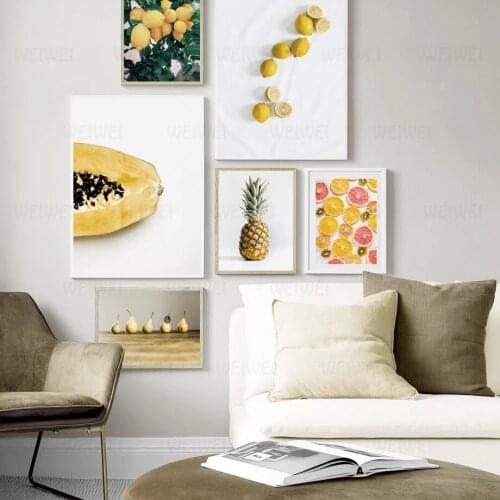 Fruit Food Wall Poster Modern Minimalist Canvas Painting Lemon Tree Pineapple Wall Pictures and Prints Home Decoration Pear