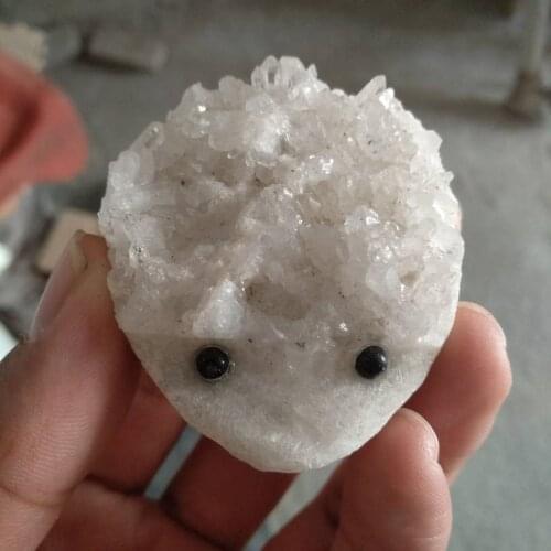 Natural clear quartz cluster hedgehog mineral specimen crystal