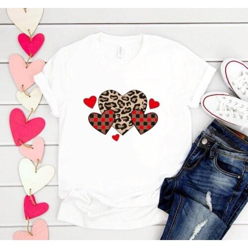 SeeYouShy New Arrival Vintage Woman Tshirts Tops Summer Women Aesthetic Graphic T Shirts for Valentines Day Three Love Print