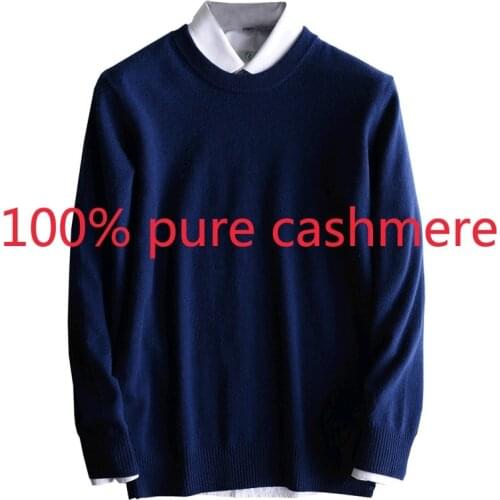 New Arrival High Quality Men 100%Pure Cashmere Pullover Sweater Knitted Casual Computer Knitted O-neck Pullovers Size MLXL2XL3XL