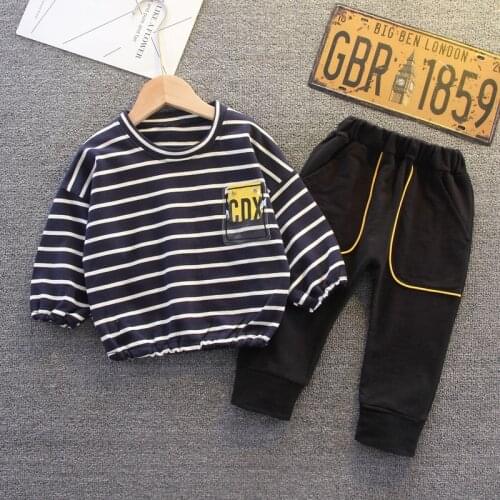 2021 Autumn Baby Boys Clothing Infant Casual Sport Strips T Shirt +Pants 2PCS/Setstoddler Girls Clothes Suits Fashion Tracksuits