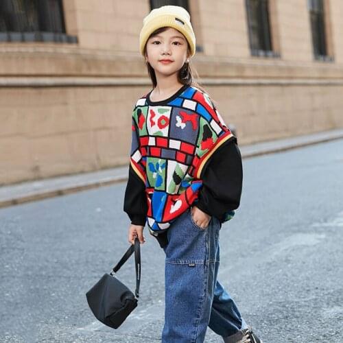 Fall Clothes for Girls 8 10 year Fashion Print Sweater Loose Tops Teen Girls Sweatshirt 2021 Autumn Winter