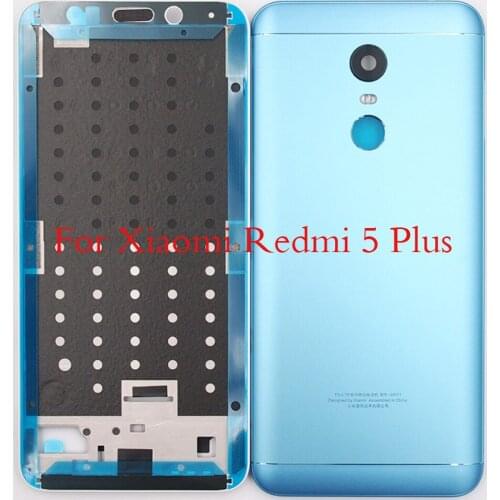 LCD Front Frame +Battery Door Back Cover Housing Case For Xiaomi Redmi 5 Plus 5plus With Power Volume Buttons with logo