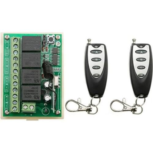DC12V 4CH Remote Control Switch Automatic Door Operators Receiver 2 Transmitter Learning code Momentary Toggle Latched 315MHZ