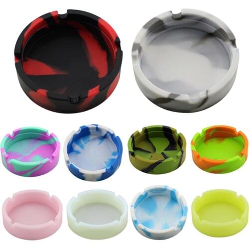 Portable Round Silicone Home Cigarettes Ashtray Camouflage Mixed Color Smoke Cup Holder Cigarettes Tray Holder Home Decor